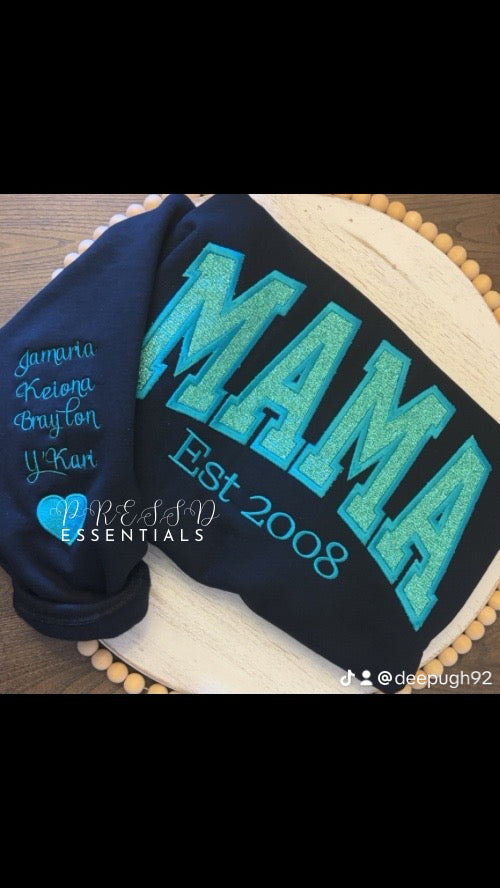 MAMA GLITTER APPLIQUE SWEATSHIRT