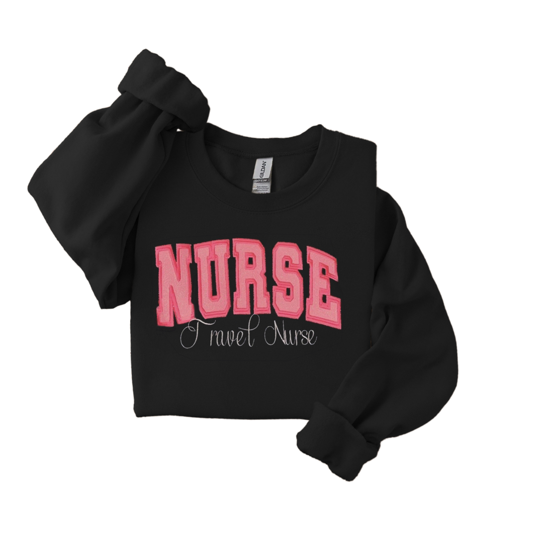 TRAVEL NURSE  APPLIQUE SWEATSHIRT